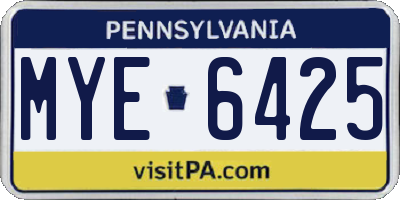PA license plate MYE6425