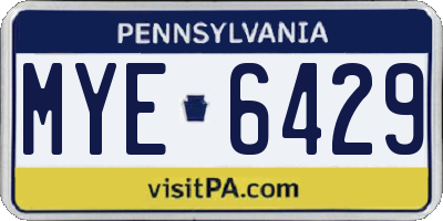 PA license plate MYE6429