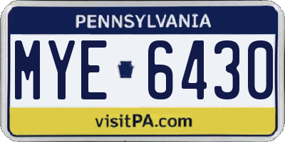 PA license plate MYE6430