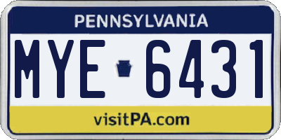 PA license plate MYE6431