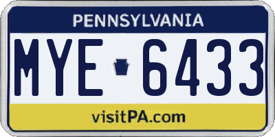 PA license plate MYE6433