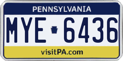 PA license plate MYE6436