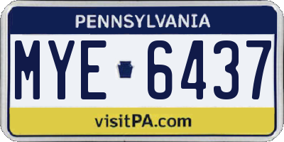 PA license plate MYE6437