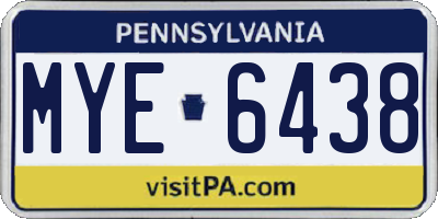 PA license plate MYE6438