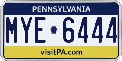 PA license plate MYE6444