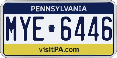 PA license plate MYE6446