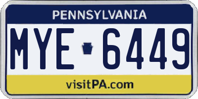 PA license plate MYE6449