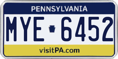 PA license plate MYE6452