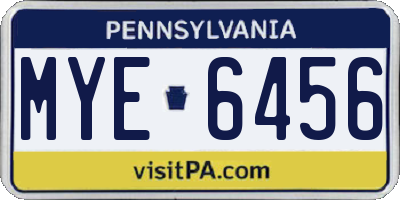 PA license plate MYE6456