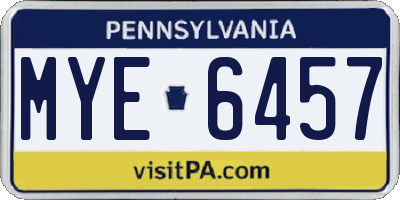 PA license plate MYE6457