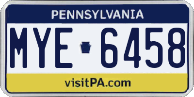 PA license plate MYE6458
