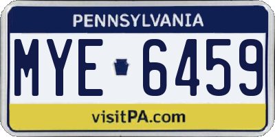 PA license plate MYE6459