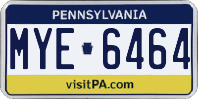 PA license plate MYE6464