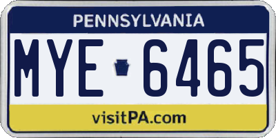 PA license plate MYE6465