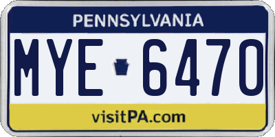PA license plate MYE6470