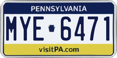 PA license plate MYE6471