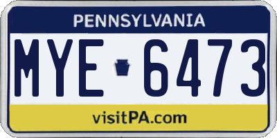 PA license plate MYE6473