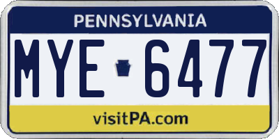 PA license plate MYE6477