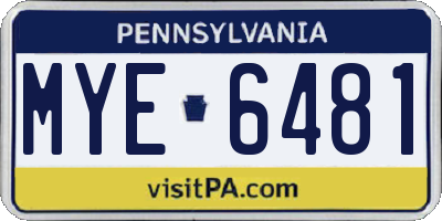 PA license plate MYE6481