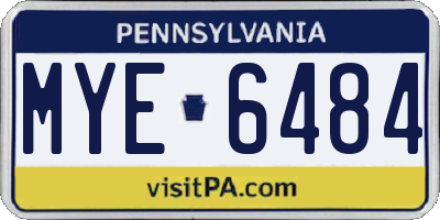 PA license plate MYE6484