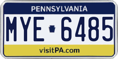 PA license plate MYE6485