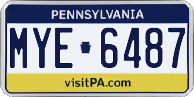 PA license plate MYE6487