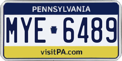 PA license plate MYE6489