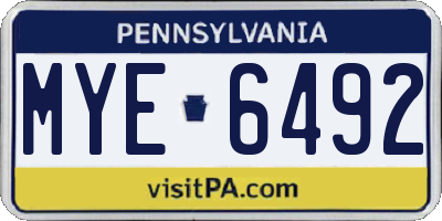 PA license plate MYE6492