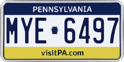PA license plate MYE6497