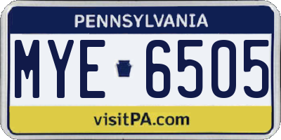 PA license plate MYE6505