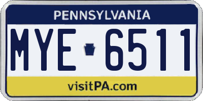 PA license plate MYE6511