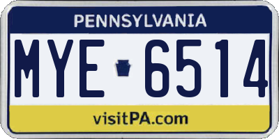 PA license plate MYE6514