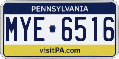 PA license plate MYE6516