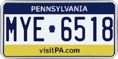 PA license plate MYE6518