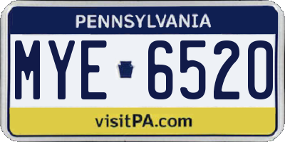 PA license plate MYE6520