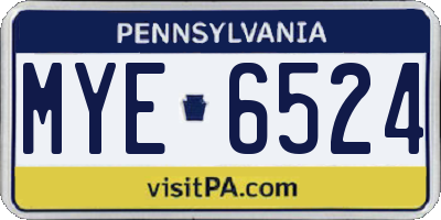 PA license plate MYE6524