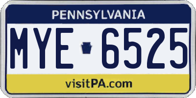 PA license plate MYE6525