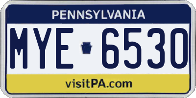 PA license plate MYE6530