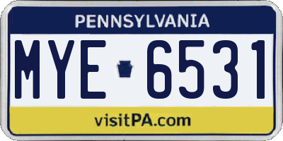 PA license plate MYE6531