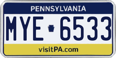 PA license plate MYE6533