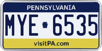 PA license plate MYE6535