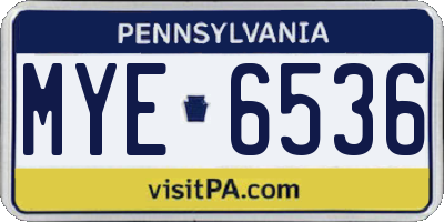 PA license plate MYE6536