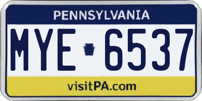 PA license plate MYE6537