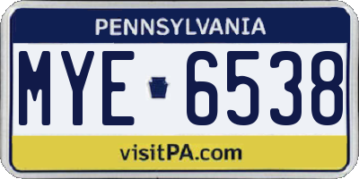 PA license plate MYE6538