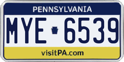 PA license plate MYE6539