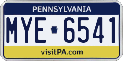 PA license plate MYE6541