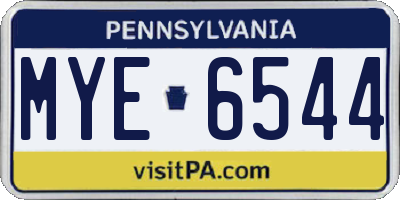 PA license plate MYE6544
