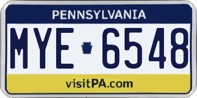 PA license plate MYE6548