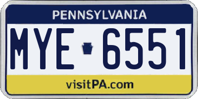 PA license plate MYE6551