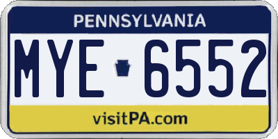 PA license plate MYE6552